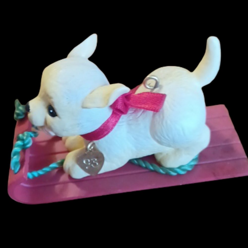 Hallmark Ornament Puppy Love 1993 #3 in Series Golden Retriever Dog NO BOX ~EUC